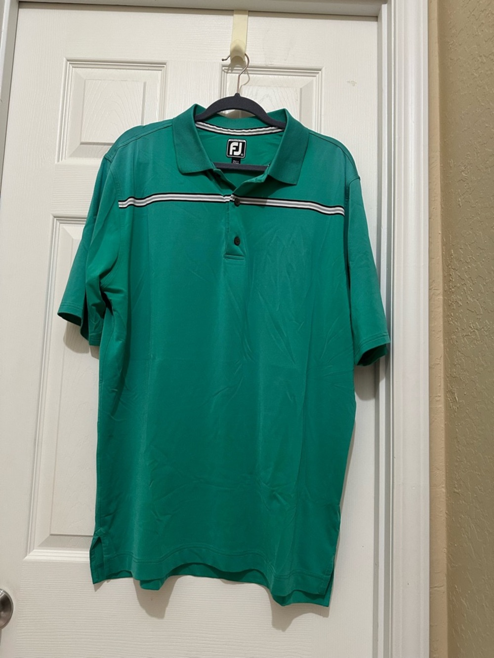 FootJoy Teal Green Short-Sleeve Golf Polo with Chest Stripe